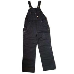 Carhartt Washed Duck Insulated Bib Overalls Women’s Medium Short Black